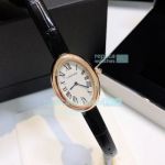 Copy Cartier Baignoire Rose Gold Watch White Roman Dial Leather Strap